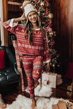 Reindeer Geometric Print Top and Skinny Pants Lounge Set