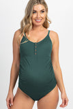 Ribbed Snap Front One-piece Maternity Swimsuit