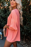 Pink Pink Smocked Wrist Shift Top