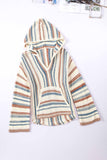 color Striped Knit Kangaroo Pocket Hooded Sweater