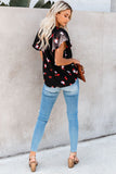 V-neck Short Sleeve Fashion Print Fantasy Fluttering Blouse