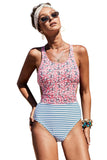 Printed Zipped Racerback Maillot