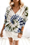 Casual Tie-dye V Neck Pullover Sweatshirt