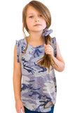 Camo Print Flounced Armholes Little Girls’ Tank