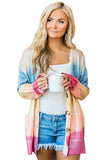 Rainbow Ombre Buttoned Cardigan with Pockets