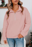 Wine Red Zipped Collar Sweatshirt