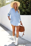Sky Blue Chambray Pocketed Frayed Shirt