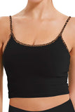 Yoga Sexy Gathered Sports Bra with Leopard Trim