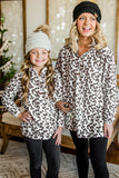 Family Matching Mom's Leopard Quarter Zip Fleece Sweatshirt