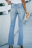 Sky Blue High Rise Distressed Flared Jeans