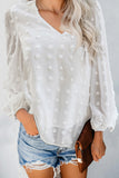 Swiss Dot Bubble Sleeve Blouse