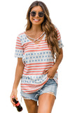 Stars and Stripes Print Crisscross Neck Tee