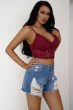 Deep V Lace Bralette Crop Top