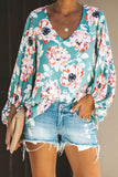 Boho Print Balloon Sleeve Blouse