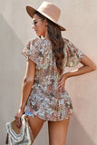 V-neck Short Sleeve Fashion Print Fantasy Fluttering Blouse