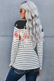 Floral Striped Print Long Sleeve Top