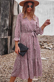 Floral long sleeve autumn winter dress