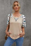Khaki Leopard Raglan Sleeve Knit Tee