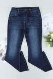 Plus Size Deep Wash Mid-waist Flared Jeans
