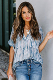 Printed Pocket Short Sleeve Blouse