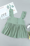 Khaki Flutter Shoulder Babydoll Top