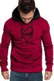 Valentine Love Heart Print Color Block Men's Pullover Hoodie