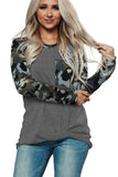 Camo Contrast Long Sleeve Top
