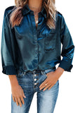 Satin Button Shirt with Pocket