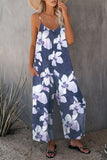 Palm Leaves Print Spaghetti Strap Wide Leg jumpsuit
