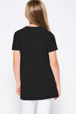 Buttoned Arched Hem Girls T-shirt