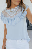 Lace Splicing Ruffled Short Sleeve T-shirt