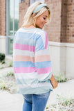 Striped Colorblock Long Sleeve Pullover Sweatshirt
