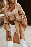 Gray-2 Black Chunky Knit Open Front Dolman Cardigan