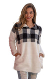 Fuzzy Pullover with Plaid Detail
