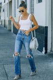 Ribbed Knit Henley Crop Tank