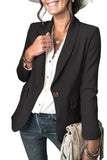 Lapel Collar Button Pocket Blazer