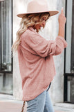 Pink Plush Button Down Pocketed Shirt Jacket