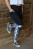 Crossover High Waist Aztec Print Patchwork Yoga Leggings