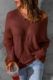 Drop Shoulder V Neck Knitted Sweater