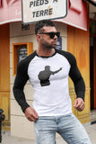 Men's Letter Car Print Color Block Long Sleeve Top