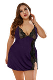 Multicolor Lace Stitching Tie Dye Plus Size Babydoll