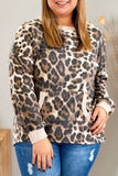 Plus Size Leopard Pullover Top with Pocket