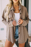 Oversize Textured Knit Button Front Shacket