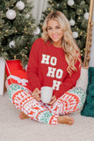 Christmas HO HO HO Graphic Round Neck Sweatshirt