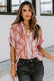 Printed Pocket Short Sleeve Blouse