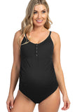 Ribbed Snap Front One-piece Maternity Swimsuit