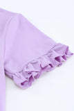 Solid Ruffled Short Sleeve T-shirt