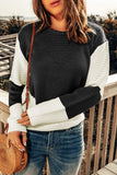 Black Two-Tone Chevron Pullover Sweater