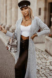 Cable Knit Open Front Long Cardigan