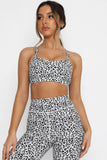 Charcoal Leopard Print Sports Bra Shorts Set